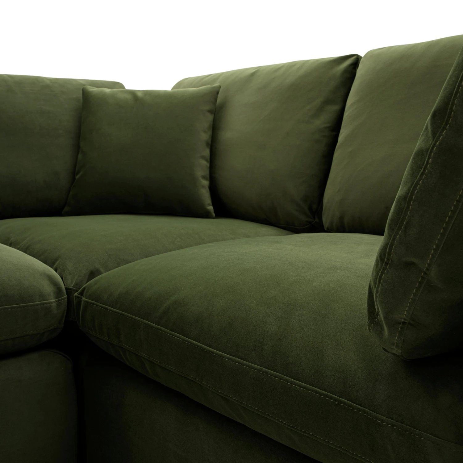 Lutyens Moss Green Velvet Modular Sofa, 2-Piece Chaise 13 Lutyens Moss Green Velvet Modular Sofa, 2-Piece Chaise - Image 13