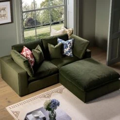 Lutyens Moss Green Velvet Modular Sofa, 2-Piece Chaise 16 Lutyens Moss Green Velvet Modular Sofa, 2-Piece Chaise -Daals Store SCSF 054 MOSS VEL 2PCHAISE scene2