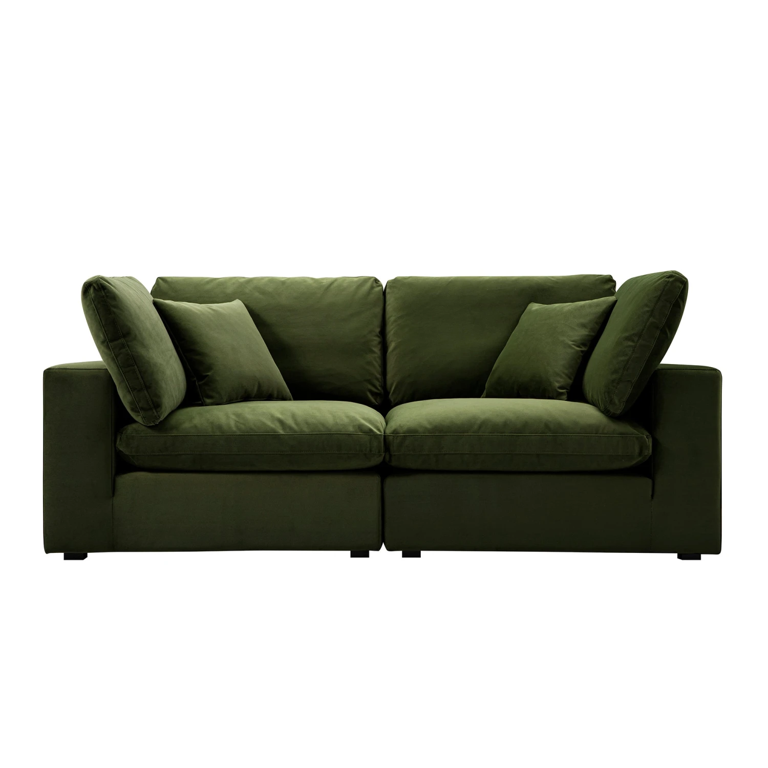 Lutyens Moss Green Velvet Modular Sofa, 2-Piece 1 Lutyens Moss Green Velvet Modular Sofa, 2-Piece