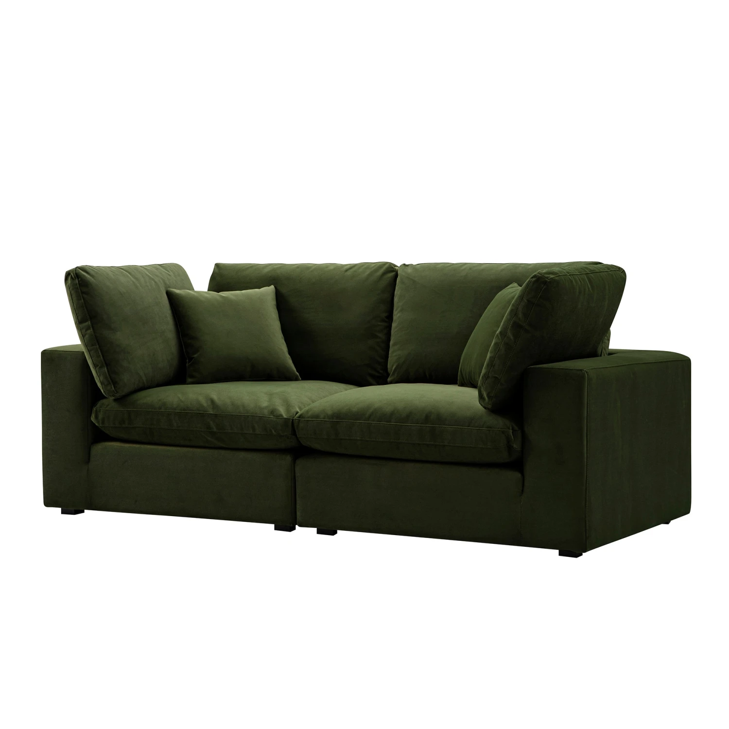 Lutyens Moss Green Velvet Modular Sofa, 2-Piece 2 Lutyens Moss Green Velvet Modular Sofa, 2-Piece - Image 2