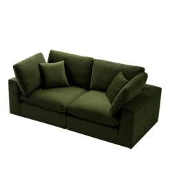 Lutyens Moss Green Velvet Modular Sofa, 2-Piece 12 Lutyens Moss Green Velvet Modular Sofa, 2-Piece -Daals Store SCSF 054 MOSS VEL 2P WB3