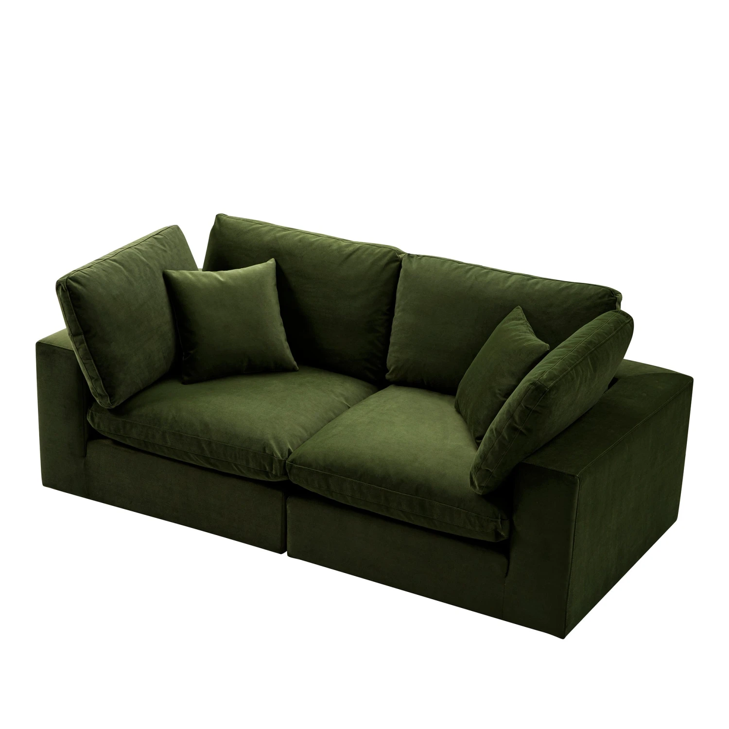 Lutyens Moss Green Velvet Modular Sofa, 2-Piece 4 Lutyens Moss Green Velvet Modular Sofa, 2-Piece - Image 4