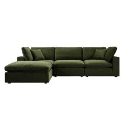 Lutyens Moss Green Velvet Modular Sofa, 3-Piece Chaise 10 Lutyens Moss Green Velvet Modular Sofa, 3-Piece Chaise -Daals Store SCSF 054 MOSS VEL 3PCHAISE WB2
