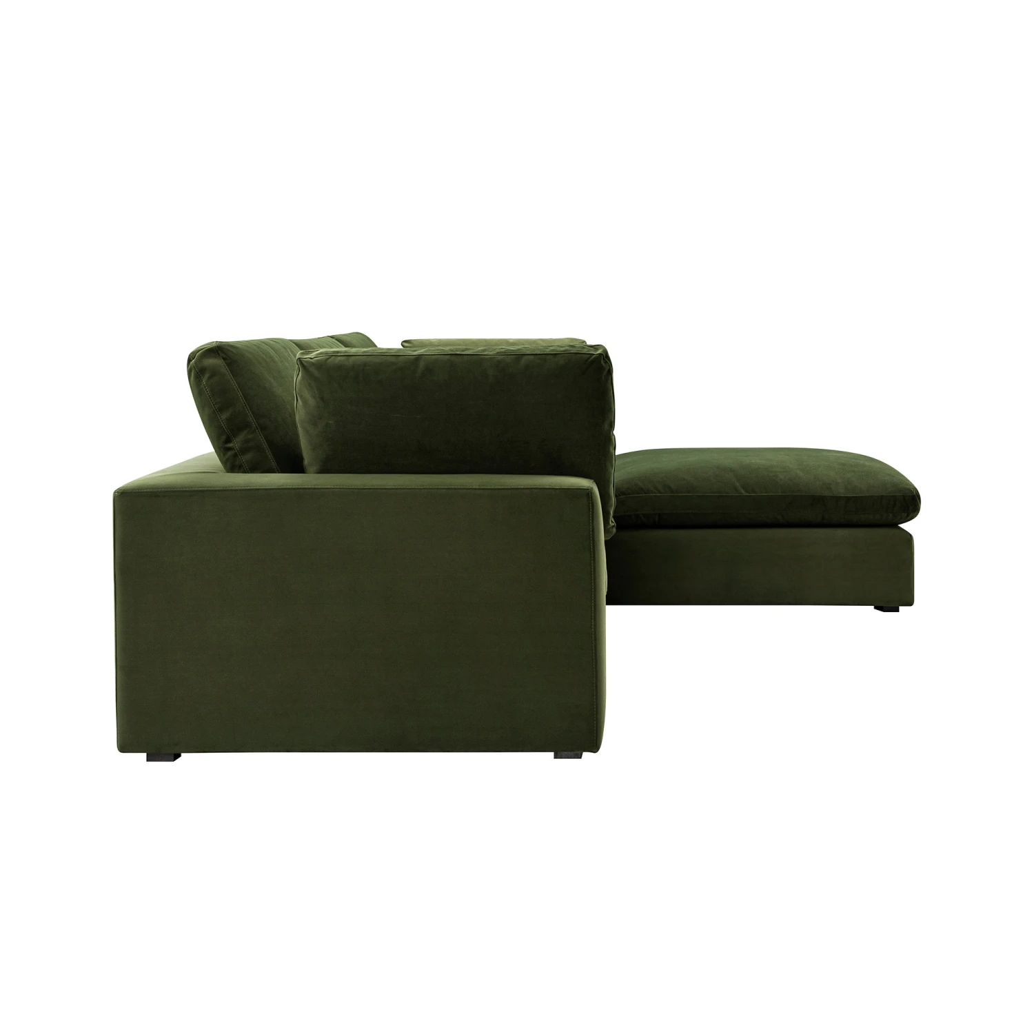 Lutyens Moss Green Velvet Modular Sofa, 3-Piece Chaise 6 Lutyens Moss Green Velvet Modular Sofa, 3-Piece Chaise - Image 6