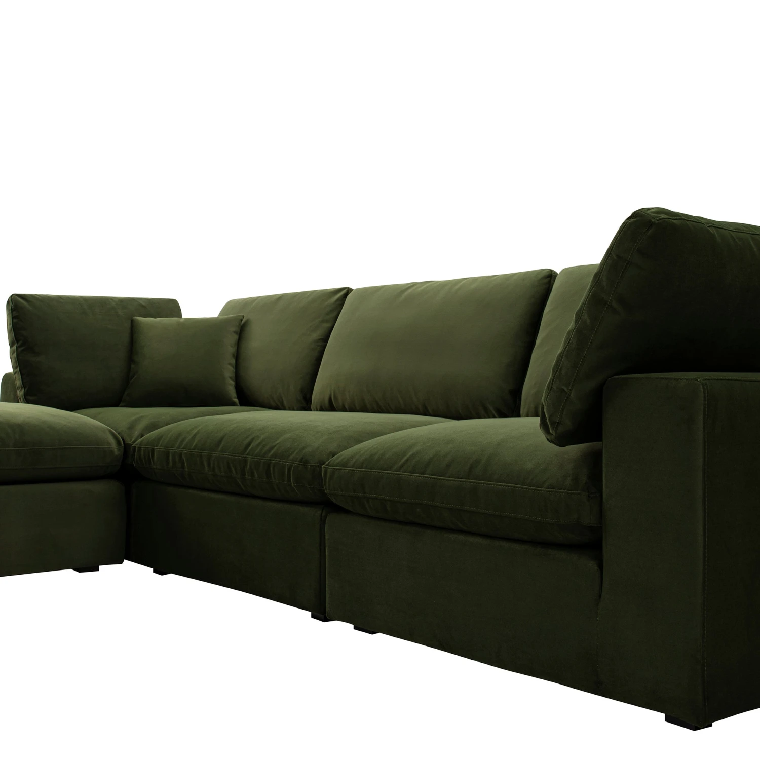 Lutyens Moss Green Velvet Modular Sofa, 3-Piece Chaise 8 Lutyens Moss Green Velvet Modular Sofa, 3-Piece Chaise - Image 8