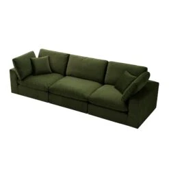 Lutyens Moss Green Velvet Modular Sofa, 3-Piece -Daals Store SCSF 054 MOSS VEL 3P WB3
