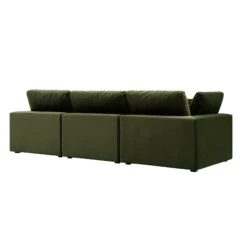 Lutyens Moss Green Velvet Modular Sofa, 3-Piece -Daals Store SCSF 054 MOSS VEL 3P WB6