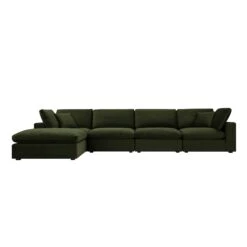 Lutyens Moss Green Velvet Modular Sofa, 4-Piece Chaise 8 Lutyens Moss Green Velvet Modular Sofa, 4-Piece Chaise -Daals Store SCSF 054 MOSS VEL 4PCHAISE WB2