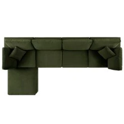 Lutyens Moss Green Velvet Modular Sofa, 4-Piece Chaise 11 Lutyens Moss Green Velvet Modular Sofa, 4-Piece Chaise -Daals Store SCSF 054 MOSS VEL 4PCHAISE WB4