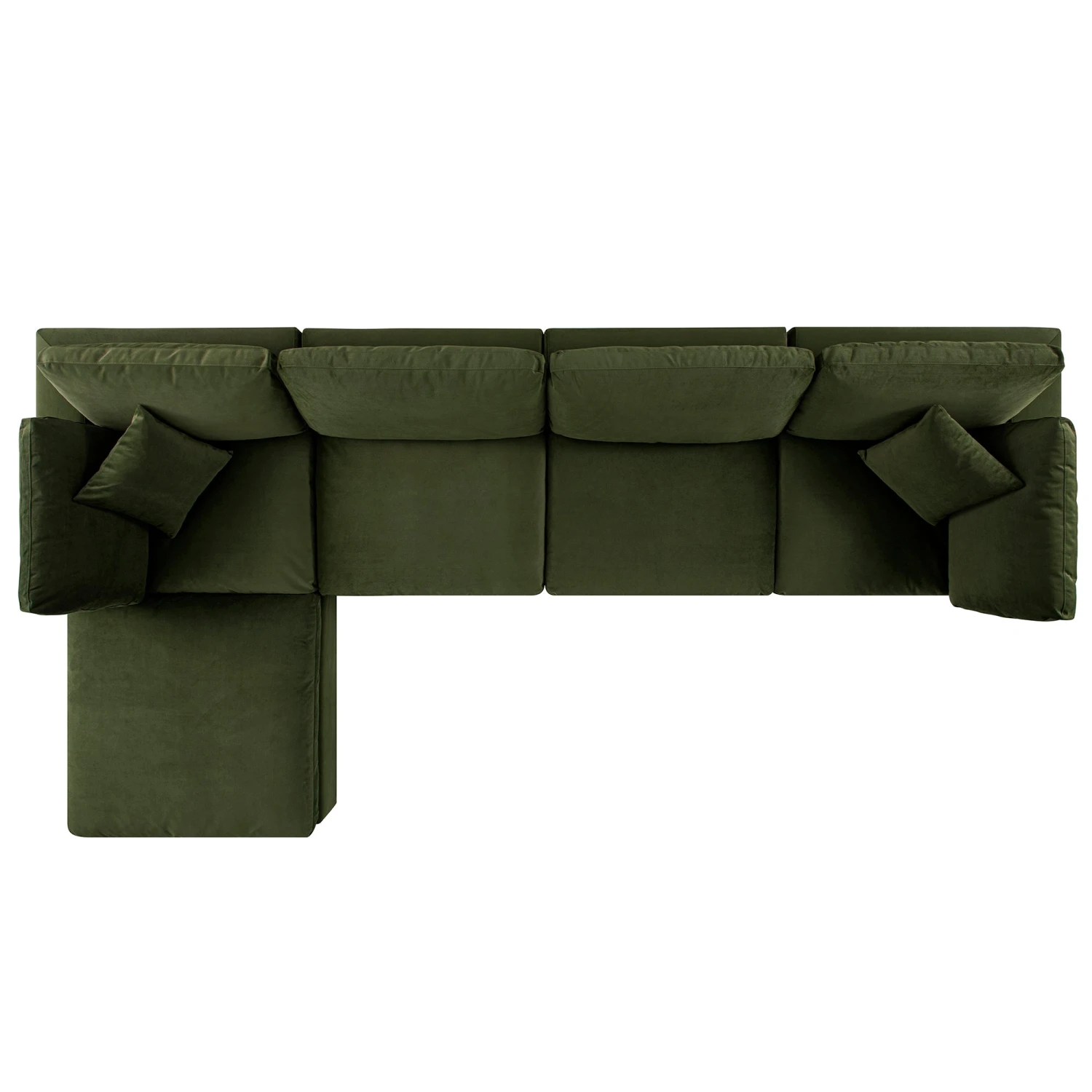 Lutyens Moss Green Velvet Modular Sofa, 4-Piece Chaise 5 Lutyens Moss Green Velvet Modular Sofa, 4-Piece Chaise - Image 5