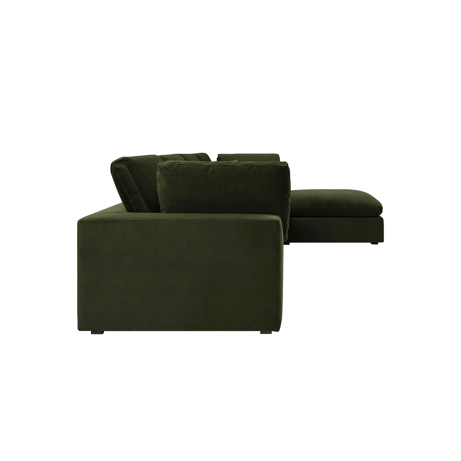 Lutyens Moss Green Velvet Modular Sofa, 4-Piece Chaise 6 Lutyens Moss Green Velvet Modular Sofa, 4-Piece Chaise - Image 6