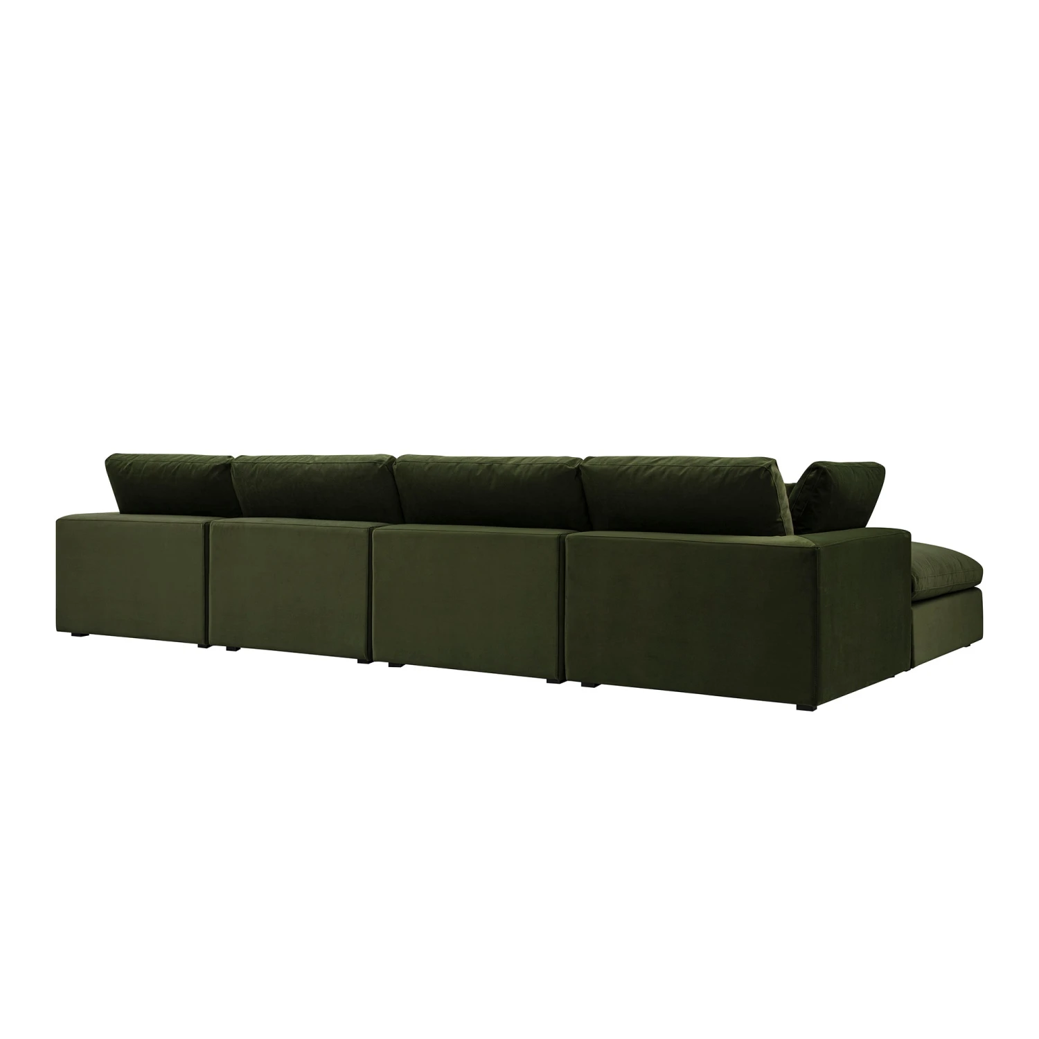 Lutyens Moss Green Velvet Modular Sofa, 4-Piece Chaise 7 Lutyens Moss Green Velvet Modular Sofa, 4-Piece Chaise - Image 7