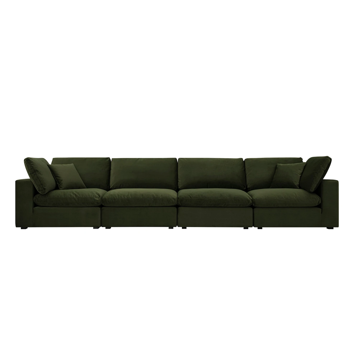 Lutyens Moss Green Velvet Modular Sofa, 4-Piece 1 Lutyens Moss Green Velvet Modular Sofa, 4-Piece