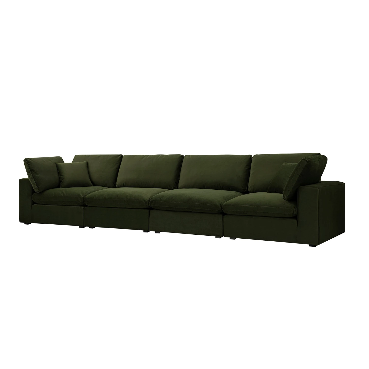 Lutyens Moss Green Velvet Modular Sofa, 4-Piece 2 Lutyens Moss Green Velvet Modular Sofa, 4-Piece - Image 2