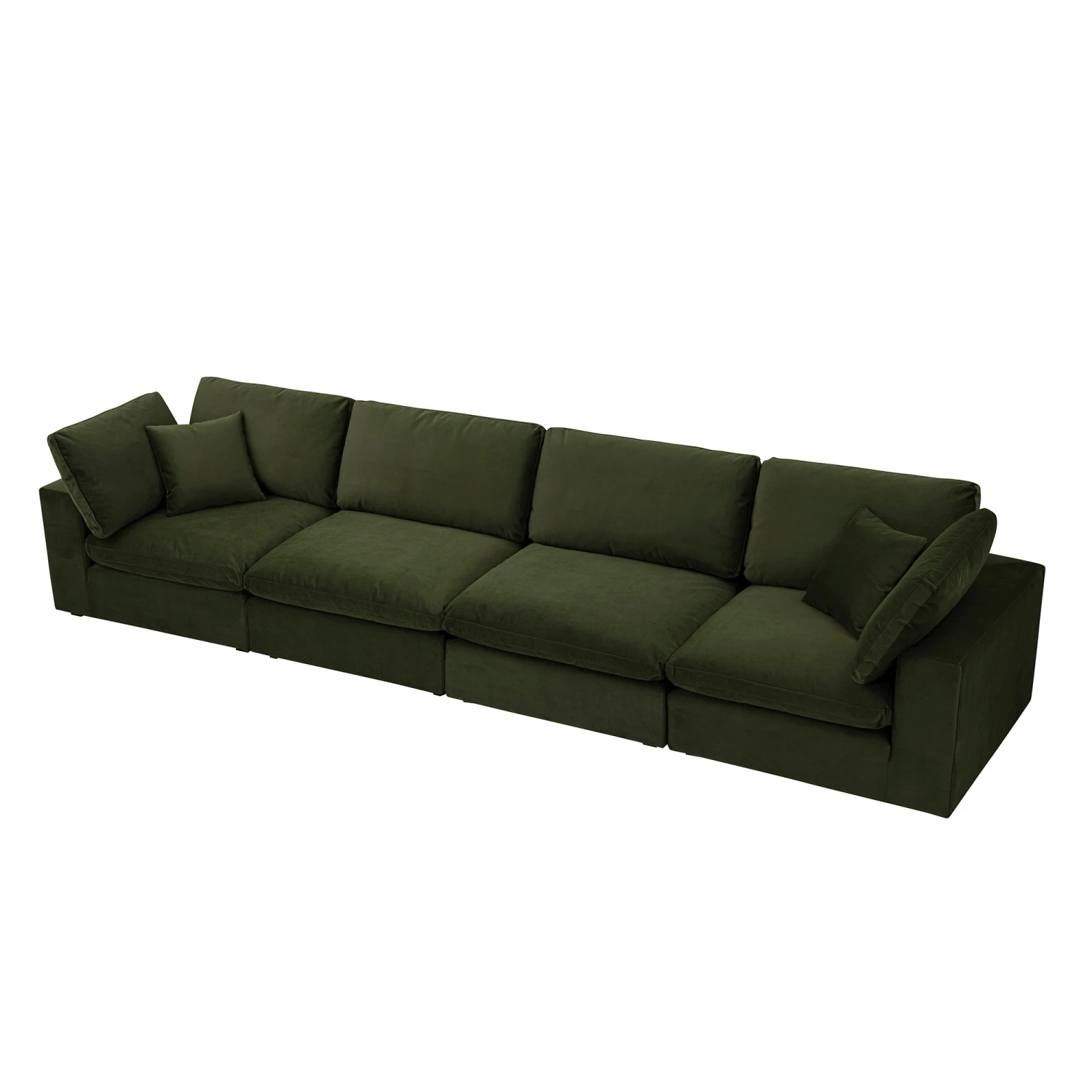Lutyens Moss Green Velvet Modular Sofa, 4-Piece 4 Lutyens Moss Green Velvet Modular Sofa, 4-Piece - Image 4