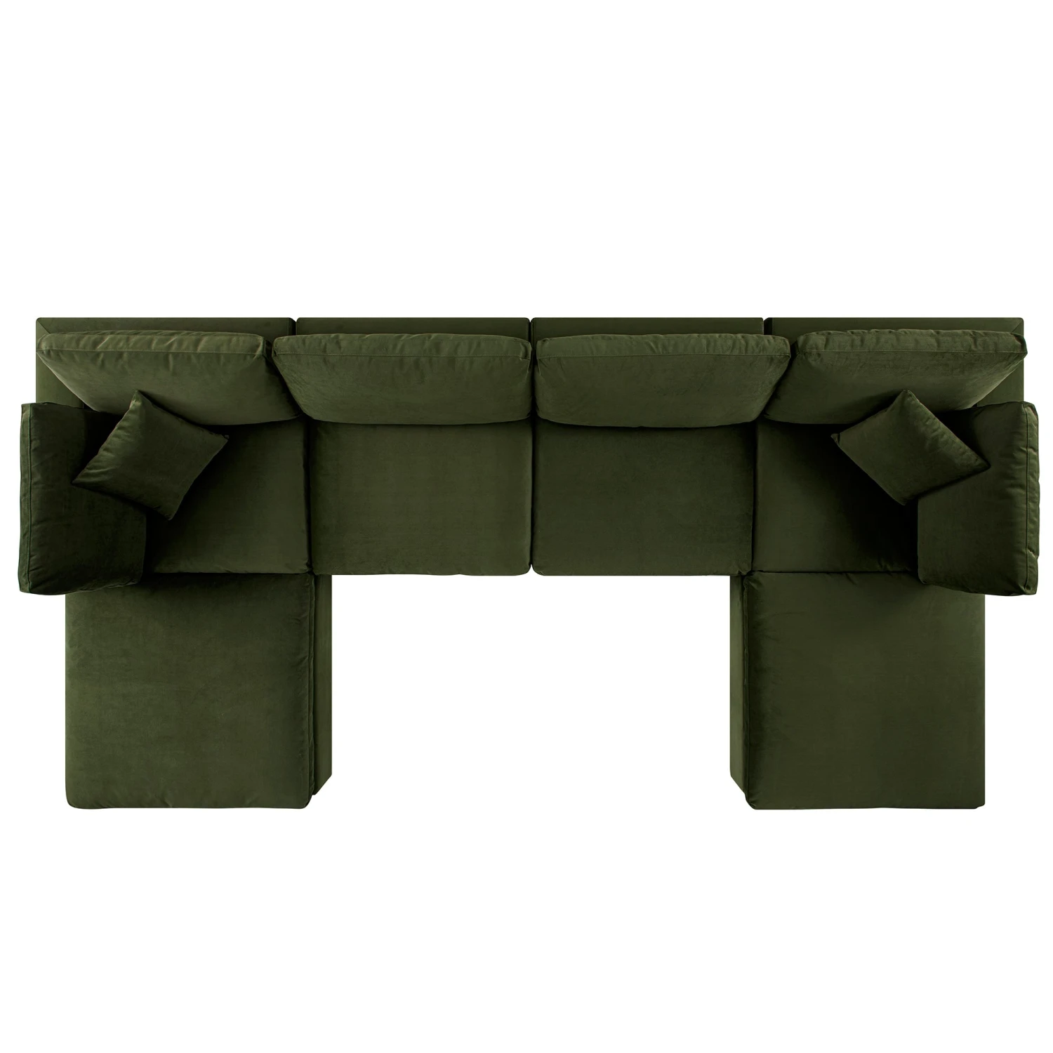 Lutyens Moss Green Velvet Modular Sofa, 6-Piece U-Shape Set 6 Lutyens Moss Green Velvet Modular Sofa, 6-Piece U-Shape Set - Image 6