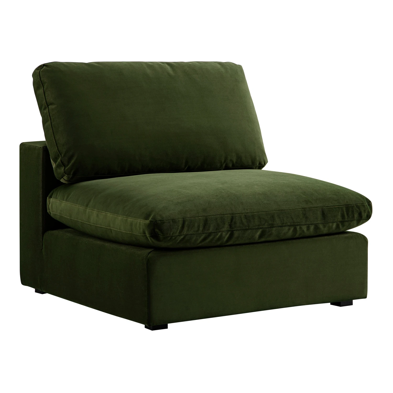 Lutyens Moss Green Velvet Modular Sofa, Armless Seat 1 Lutyens Moss Green Velvet Modular Sofa, Armless Seat