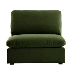 Lutyens Moss Green Velvet Modular Sofa, Armless Seat 8 Lutyens Moss Green Velvet Modular Sofa, Armless Seat -Daals Store SCSF 054 MOSS VEL B WB2