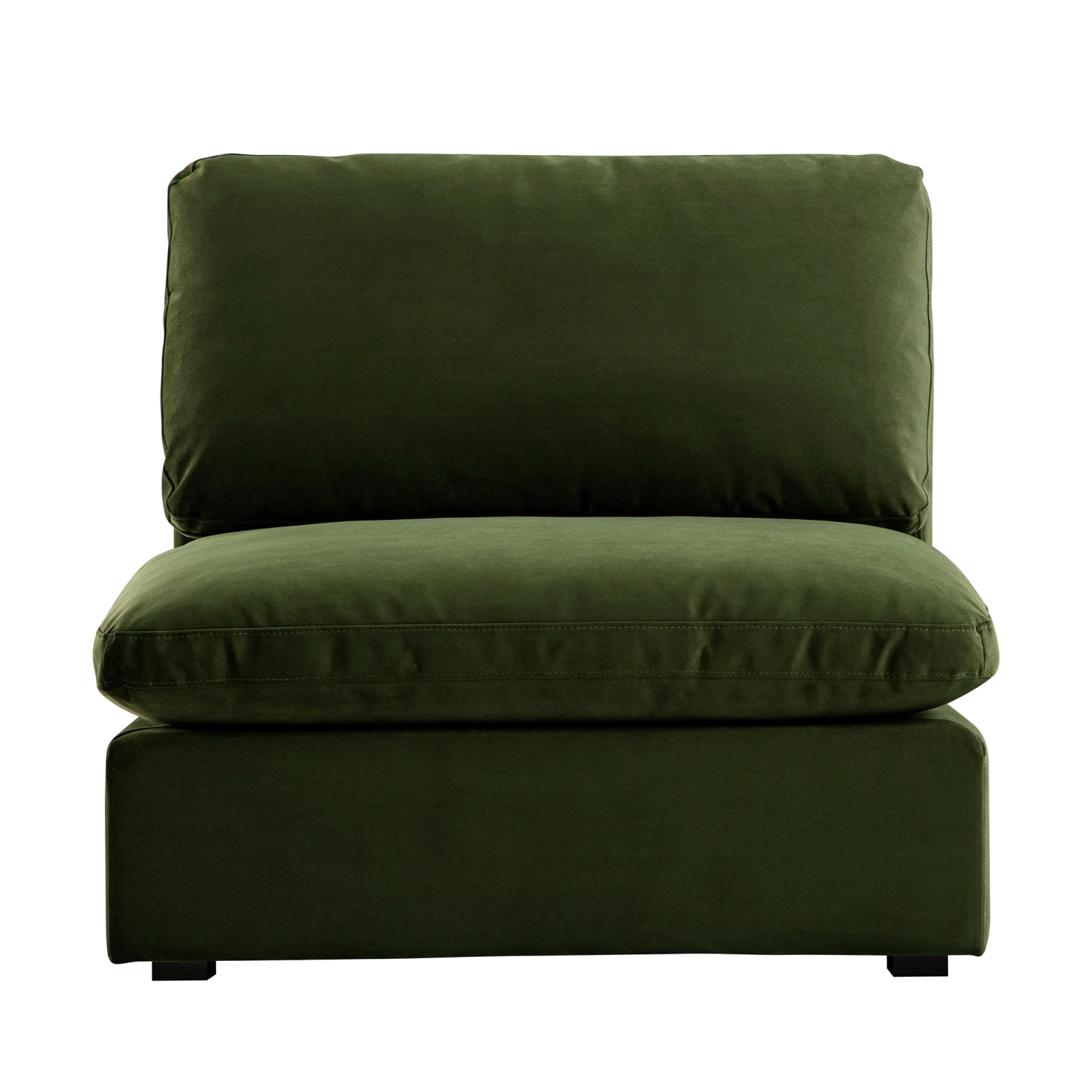 Lutyens Moss Green Velvet Modular Sofa, Armless Seat 2 Lutyens Moss Green Velvet Modular Sofa, Armless Seat - Image 2