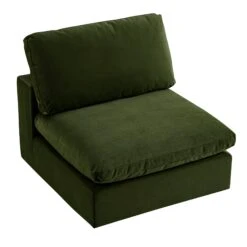 Lutyens Moss Green Velvet Modular Sofa, Armless Seat 10 Lutyens Moss Green Velvet Modular Sofa, Armless Seat -Daals Store SCSF 054 MOSS VEL B WB3