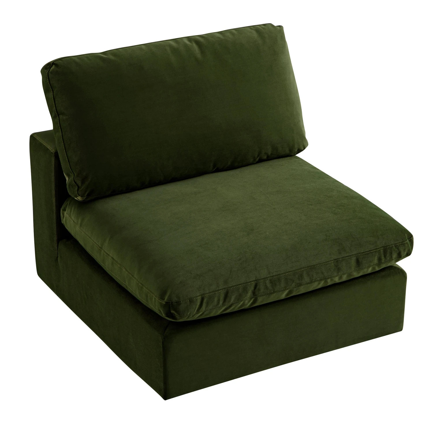 Lutyens Moss Green Velvet Modular Sofa, Armless Seat 4 Lutyens Moss Green Velvet Modular Sofa, Armless Seat - Image 4