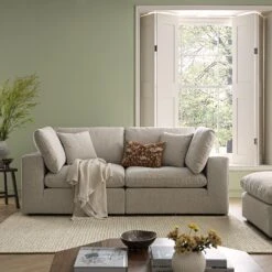 Lutyens Oatmeal Weave Fabric Modular Sofa, 2-Piece -Daals Store SCSF 054 OAT WOV 2P scene1