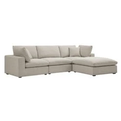 Lutyens Oatmeal Weave Fabric Modular Sofa, 3-Piece Chaise 12 Lutyens Oatmeal Weave Fabric Modular Sofa, 3-Piece Chaise -Daals Store SCSF 054 OAT WOV 3PCHAISE WB1