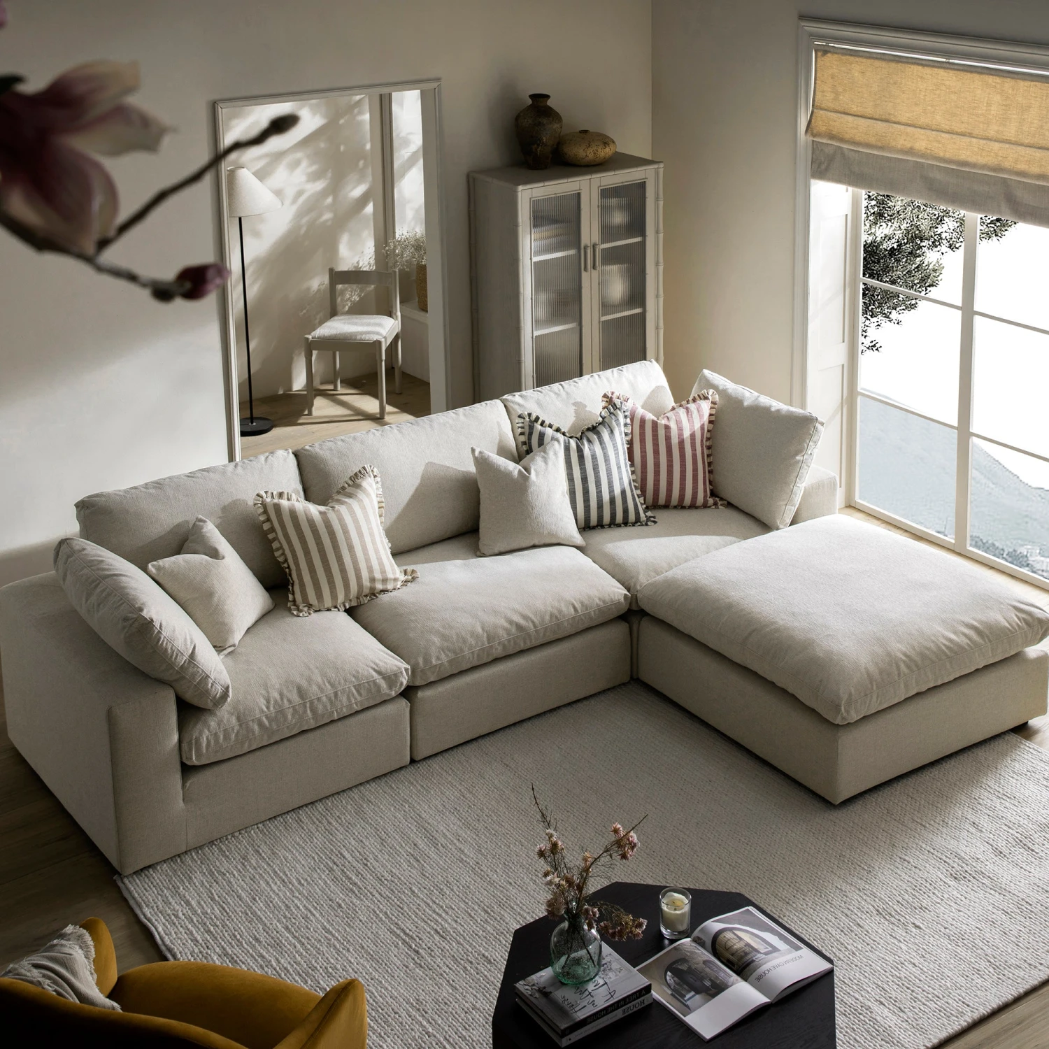 Lutyens Oatmeal Weave Fabric Modular Sofa, 3-Piece Chaise 2 Lutyens Oatmeal Weave Fabric Modular Sofa, 3-Piece Chaise - Image 2