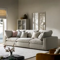 Lutyens Oatmeal Weave Fabric Modular Sofa, 3-Piece -Daals Store SCSF 054 OAT WOV 3P scene1