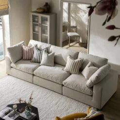 Lutyens Oatmeal Weave Fabric Modular Sofa, 3-Piece -Daals Store SCSF 054 OAT WOV 3P scene2