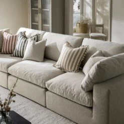 Lutyens Oatmeal Weave Fabric Modular Sofa, 3-Piece -Daals Store SCSF 054 OAT WOV 3P scene4