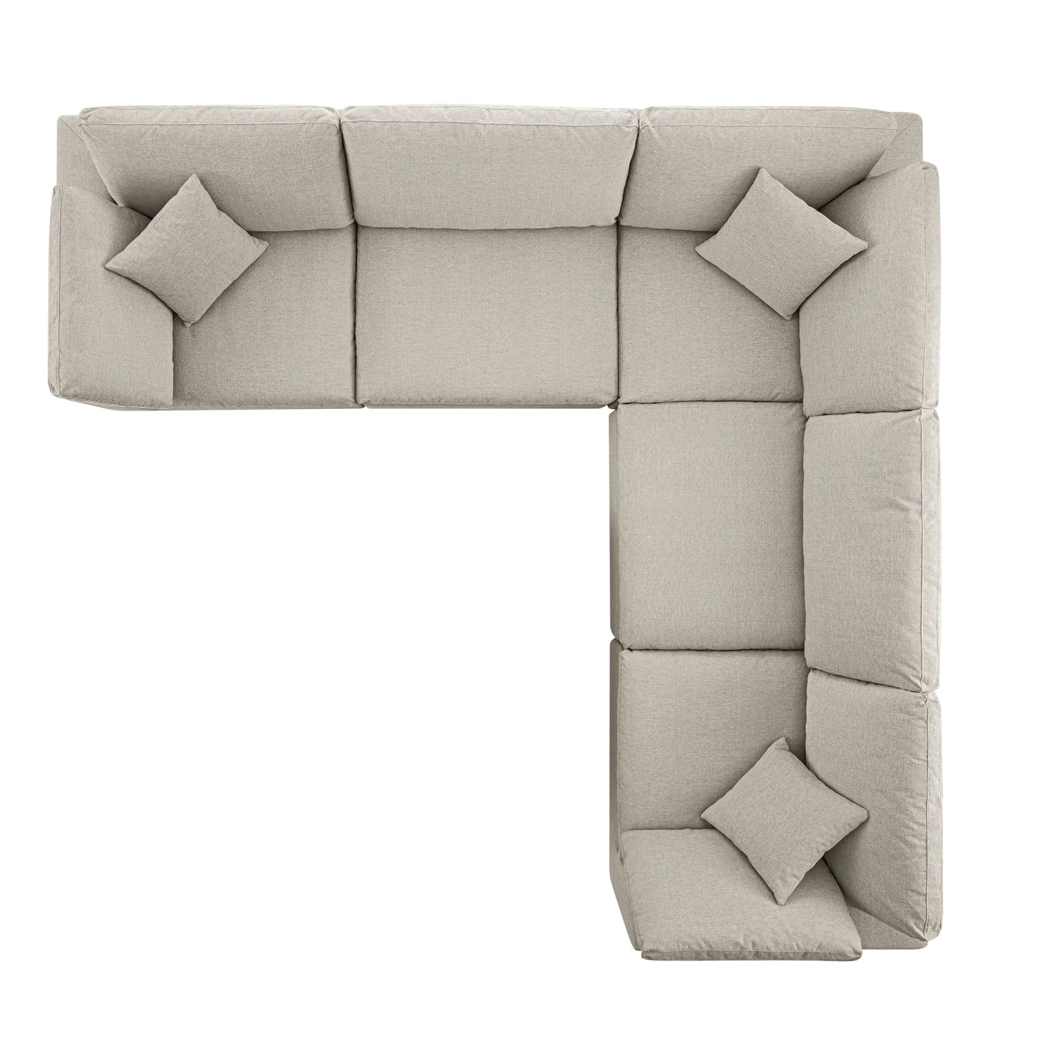 Lutyens Oatmeal Weave Fabric Blend Modular Sofa, 5-Piece Corner Set 10 Lutyens Oatmeal Weave Fabric Blend Modular Sofa, 5-Piece Corner Set - Image 10