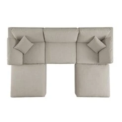 Lutyens Oatmeal Weave Fabric Modular Sofa, 5-Piece U-Shape Set -Daals Store SCSF 054 OAT WOV 5PUSHAPE WB4