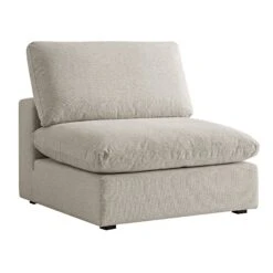 Lutyens Oatmeal Weave Fabric Modular Sofa, Armless Seat