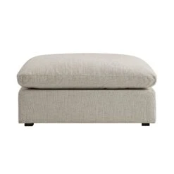 Lutyens Oatmeal Weave Fabric Modular Sofa, Stool