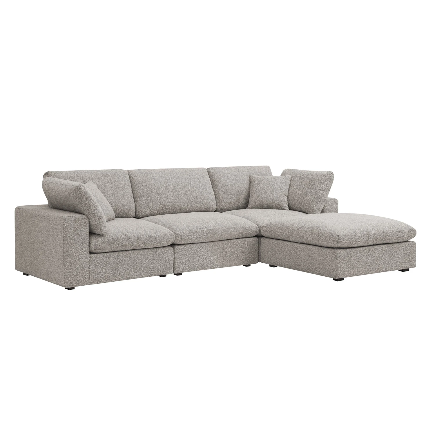 Lutyens Taupe Boucle Modular Sofa, 3-Piece Chaise 1 Lutyens Taupe Boucle Modular Sofa, 3-Piece Chaise