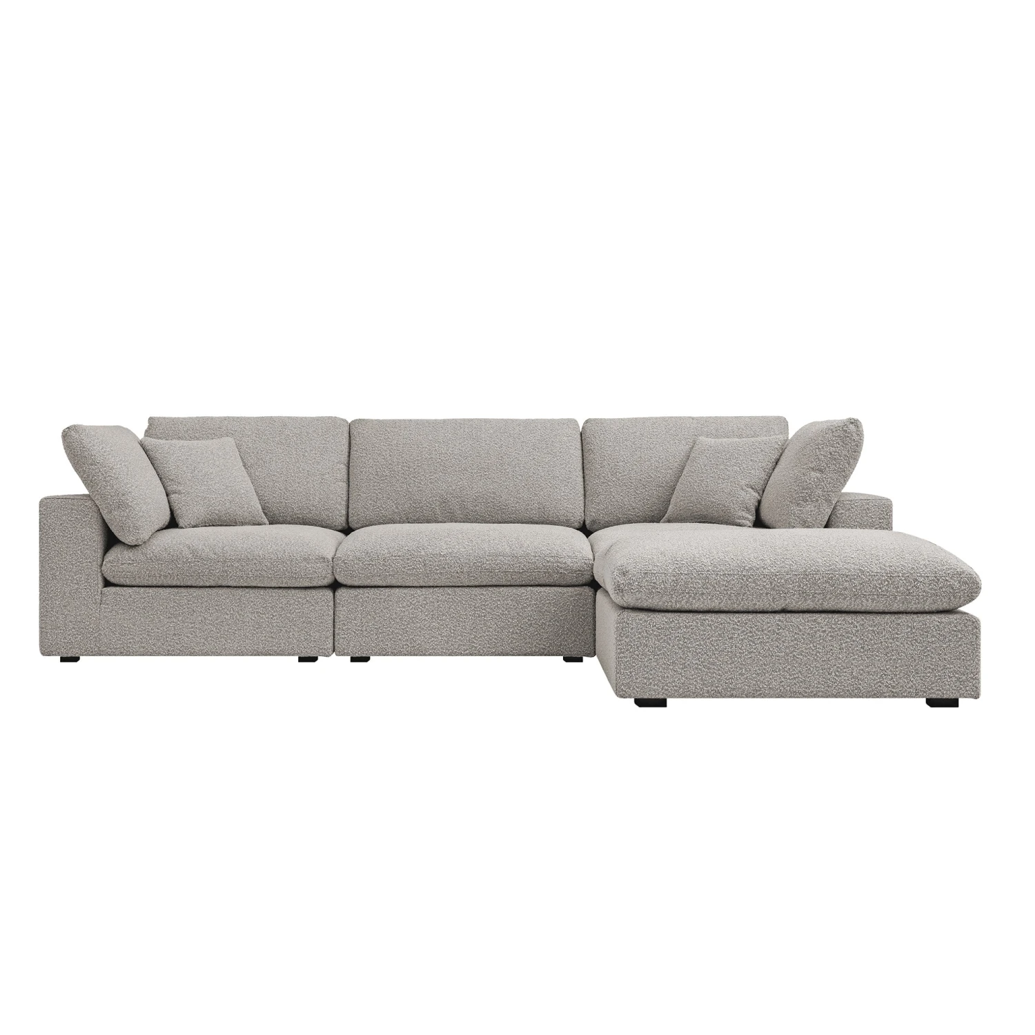 Lutyens Taupe Boucle Modular Sofa, 3-Piece Chaise 2 Lutyens Taupe Boucle Modular Sofa, 3-Piece Chaise - Image 2