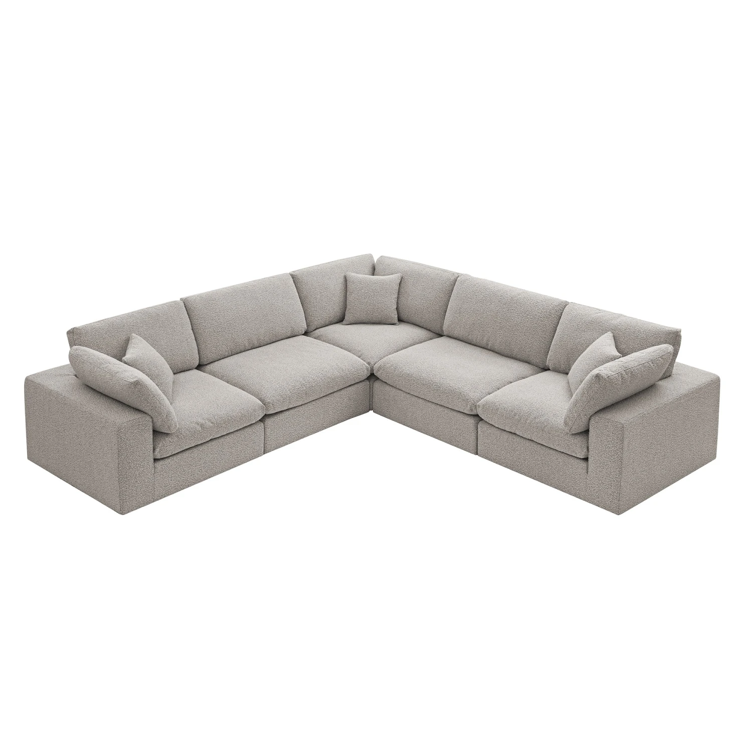 Lutyens Taupe Boucle Modular Sofa, 5-Piece Corner Set 1 Lutyens Taupe Boucle Modular Sofa, 5-Piece Corner Set