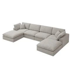 Lutyens Taupe Boucle Modular Sofa, 6-Piece U-Shape Set -Daals Store SCSF 054 TAU BOU 6PUSHAPE WB3