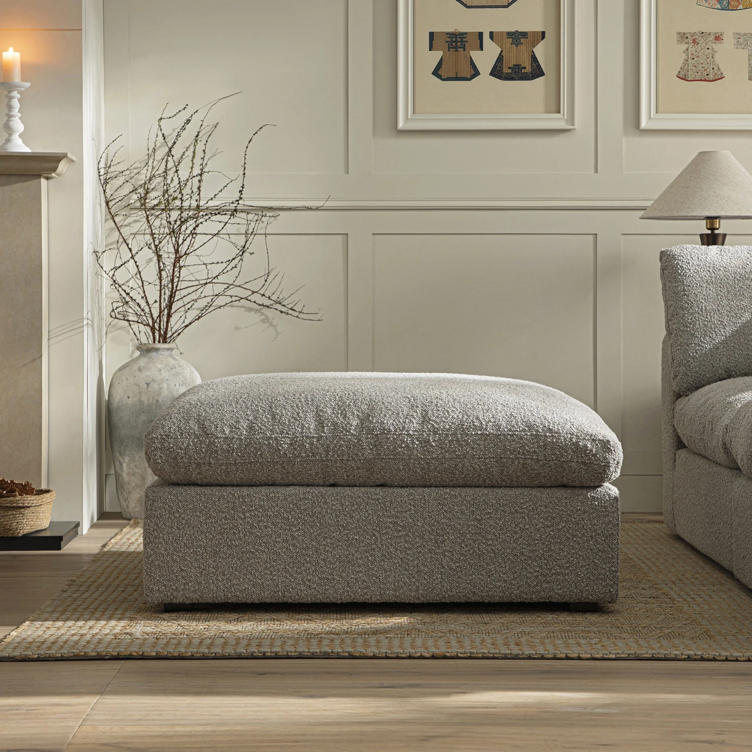 Lutyens Taupe Boucle Modular Sofa, Stool 2 Lutyens Taupe Boucle Modular Sofa, Stool - Image 2
