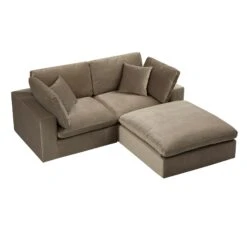 Lutyens Taupe Velvet Modular Sofa, 2-Piece Chaise -Daals Store SCSF 054 TAUPE VEL 2PCHAISE WB3