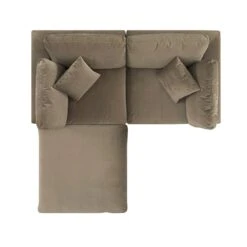 Lutyens Taupe Velvet Modular Sofa, 2-Piece Chaise -Daals Store SCSF 054 TAUPE VEL 2PCHAISE WB4