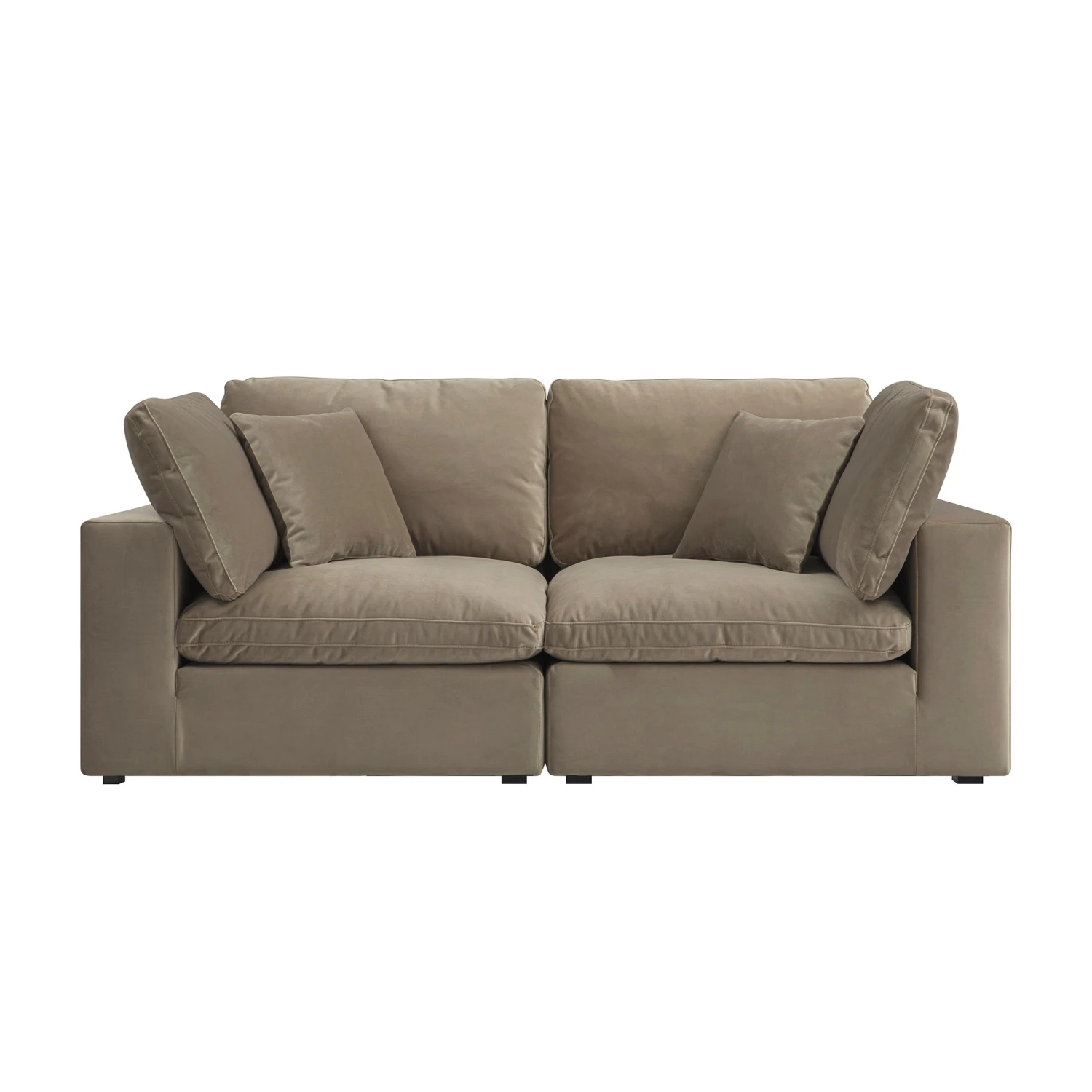 Lutyens Taupe Velvet Modular Sofa, 2-Piece 1 Lutyens Taupe Velvet Modular Sofa, 2-Piece