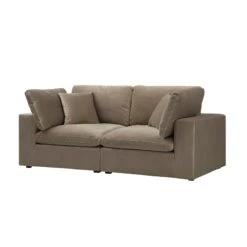 Lutyens Taupe Velvet Modular Sofa, 2-Piece 10 Lutyens Taupe Velvet Modular Sofa, 2-Piece -Daals Store SCSF 054 TAUPE VEL 2P WB2