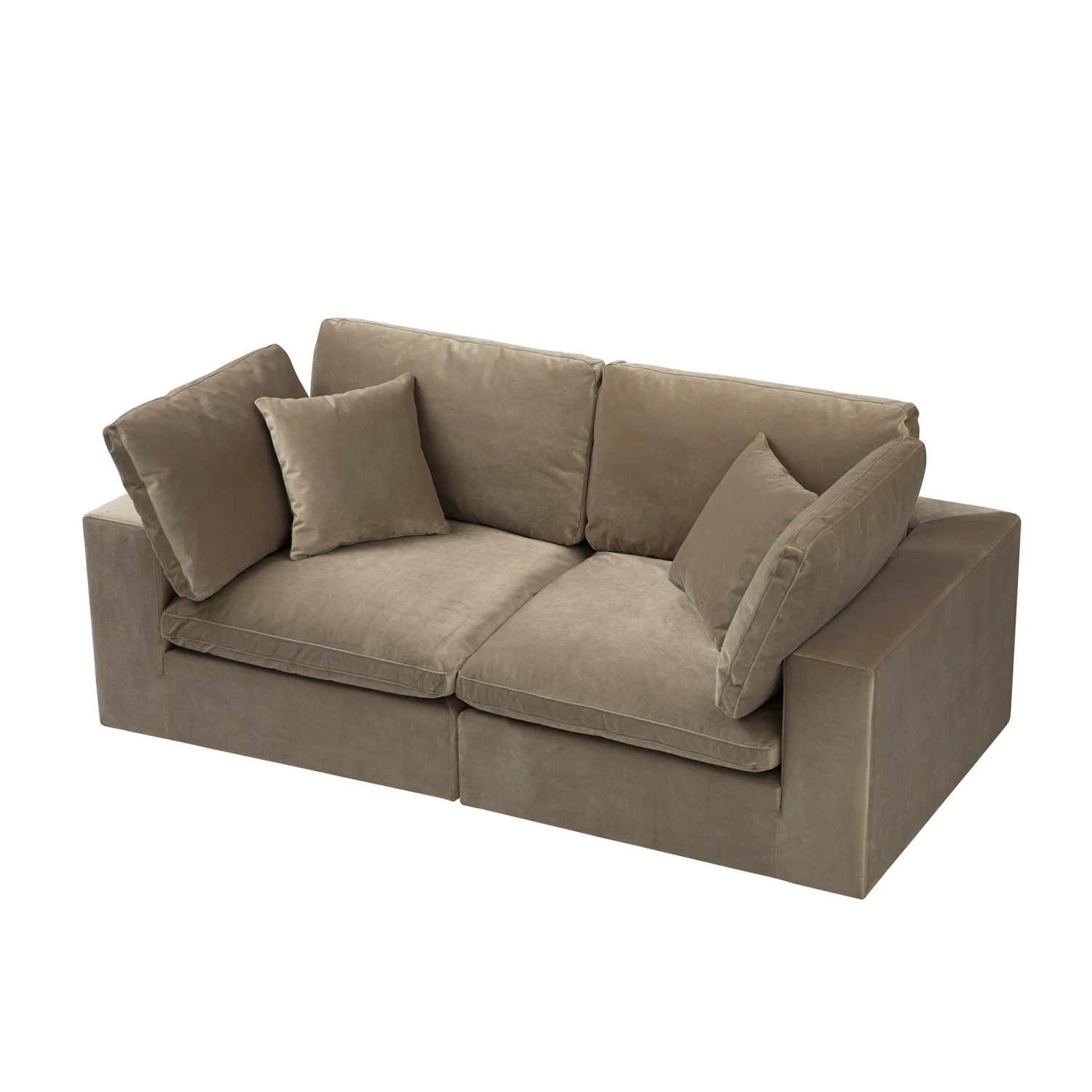Lutyens Taupe Velvet Modular Sofa, 2-Piece 4 Lutyens Taupe Velvet Modular Sofa, 2-Piece - Image 4