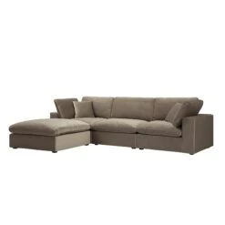 Lutyens Taupe Velvet Modular Sofa, 3-Piece Chaise -Daals Store SCSF 054 TAUPE VEL 3PCHAISE WB2