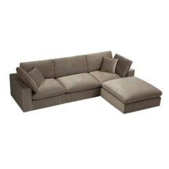 Lutyens Taupe Velvet Modular Sofa, 3-Piece Chaise -Daals Store SCSF 054 TAUPE VEL 3PCHAISE WB3