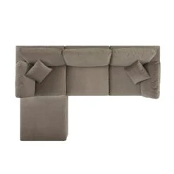 Lutyens Taupe Velvet Modular Sofa, 3-Piece Chaise -Daals Store SCSF 054 TAUPE VEL 3PCHAISE WB4