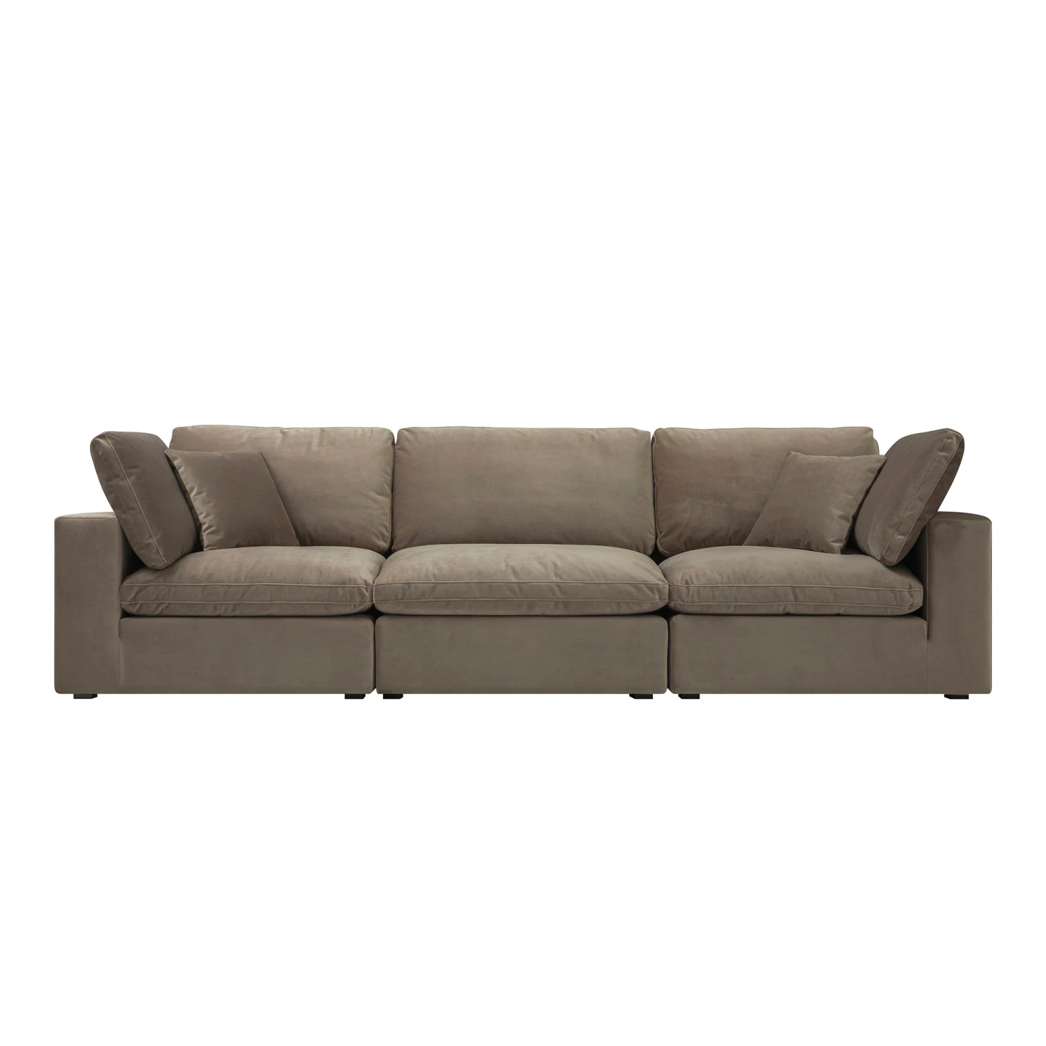 Lutyens Taupe Velvet Modular Sofa, 3-Piece 7 Lutyens Taupe Velvet Modular Sofa, 3-Piece - Image 7