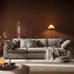 Lutyens Taupe Velvet Modular Sofa, 3-Piece